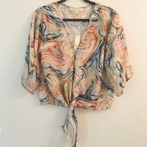 Lovestitch Deep V-Neck Tie Front Top